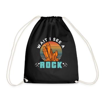 Waiting I See A Stone Geologist Geology Profession - Drawstring Bag - black - Front