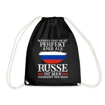 Russland Russen Russisches - Turnbeutel - Schwarz - Vorne