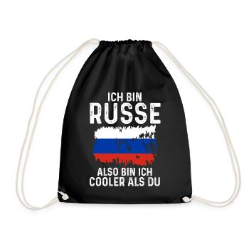 Russland Russen Russisches - Turnbeutel - Schwarz - Vorne