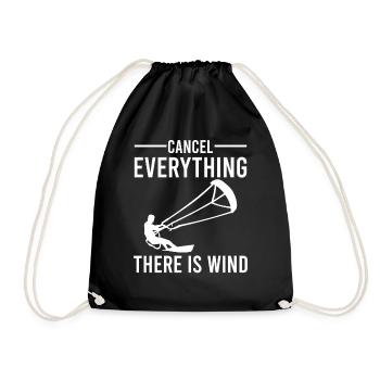 Cancel Everything There Is Wind - Kitesurfing - Drawstring Bag - black - Front