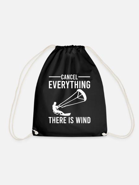 Cancel Everything There Is Wind - Kitesurfing - Turnbeutel - Schwarz