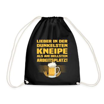 Kneipe - Lustiger Bier Spruch - Turnbeutel - Schwarz - Vorne