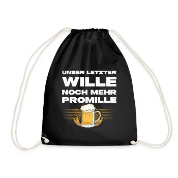 Noch Mehr Promille - Lustiger Bier Spruch - Turnbeutel - Schwarz - Vorne