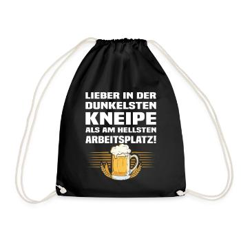 Kneipe - Lustiger Bier Spruch - Turnbeutel - Schwarz - Vorne