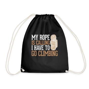 My Rope is Calling I have to Go Alpinklettern - Turnbeutel - Schwarz - Vorne