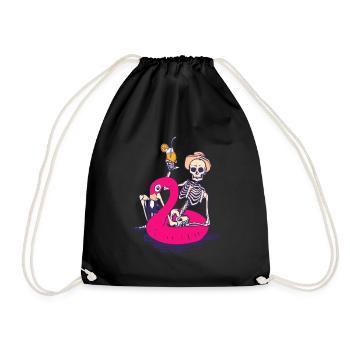 Skelett Cocktail Flamingo Sommer - Turnbeutel - Schwarz - Vorne