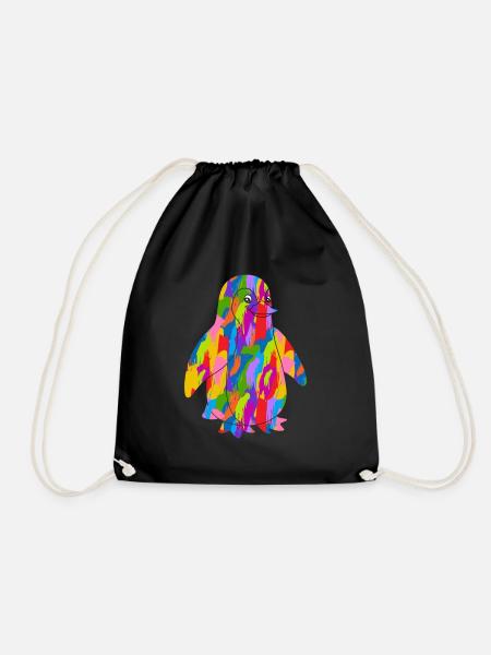 Pinguin Bunt - Turnbeutel - Schwarz