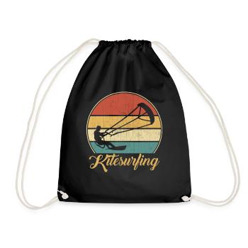 Kitesurfing Kite Surfing Kiteboard Windsurfing - Drawstring Bag - black - Front