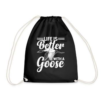 Life Is Better With A Goose Animal Geese - Drawstring Bag - black - Front