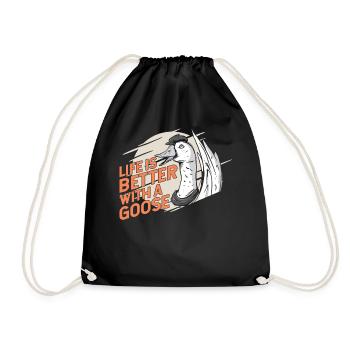 Life Is Better With A Goose Animal Geese - Drawstring Bag - black - Front