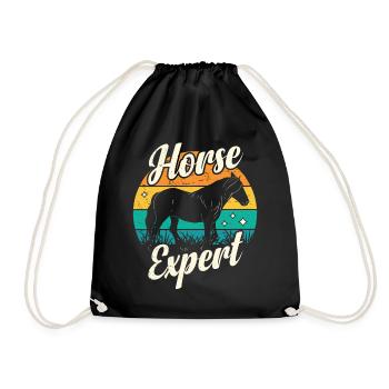 Horse Expert Horse Riding Stable Riding Rider - Drawstring Bag - black - Front