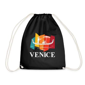 Venice Retro Canal Grande Italy Romance - Drawstring Bag - black - Front