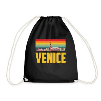 Venice Skyline Italy Romance Grand Canal - Drawstring Bag - black - Front