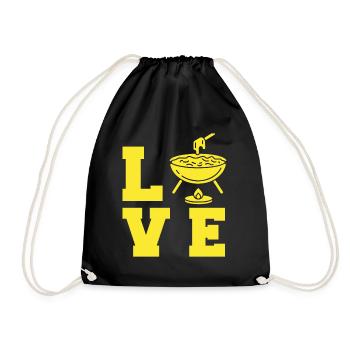 Fondue LOVE Cheese Alps Switzerland - Drawstring Bag - black - Front