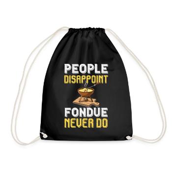 Fondue Glück aus den schweizer Alpen - Turnbeutel - Schwarz - Vorne
