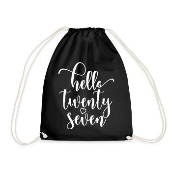Hello Twenty Seven Cute 27 Years Old Birthday - Drawstring Bag - black - Front