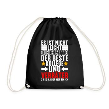 Abschiedsgeschenk Jobwechsel Kollege - Turnbeutel - Schwarz - Vorne