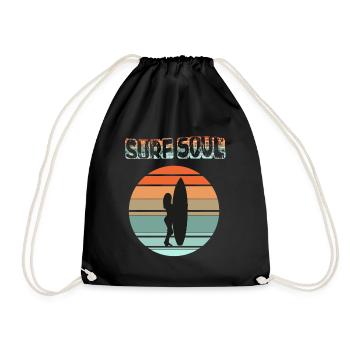 Surferin Silhouette mit Sonnenuntergang - Turnbeutel - Schwarz - Vorne