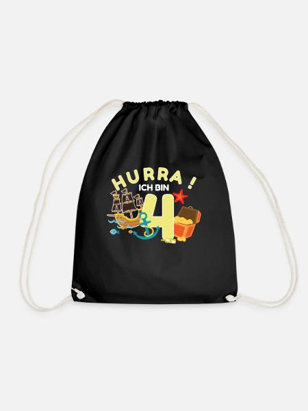 Piraten 4. Geburtstag Pirat 4 Jahre Geschenk - Turnbeutel - Schwarz