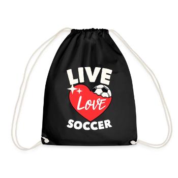 Live Love Soccer Fußball Goal Keeper Futbol - Drawstring Bag - black - Front