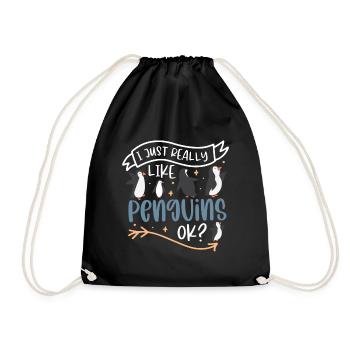 I Really Like Penguins Sea Bird King Emperor - Drawstring Bag - black - Front