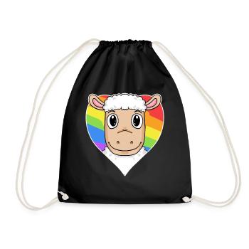 Schaf Lgbt Regenbogen Farben - Turnbeutel - Schwarz - Vorne
