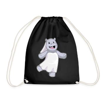Hippopotamus Bridal Veil Wedding - Drawstring Bag - black - Front
