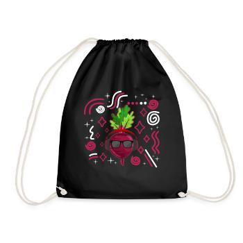 Beets Vegetable Shirt, Fresh Beets Wearing - Drawstring Bag - black - Front
