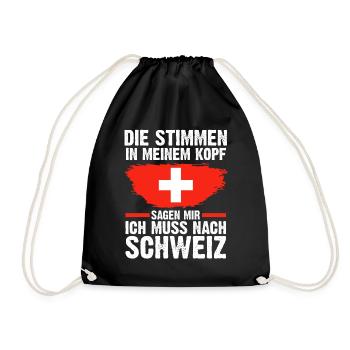 Schweiz Schweizer - Turnbeutel - Schwarz - Vorne