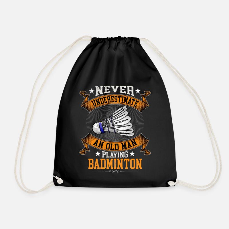 Never Underestimate An Old Man Playing Badminton - Turnbeutel - Schwarz