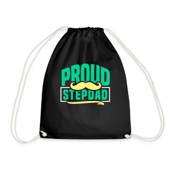 Proud stepfather Stepdad Stepdad Father's Day - Drawstring Bag - black - Front