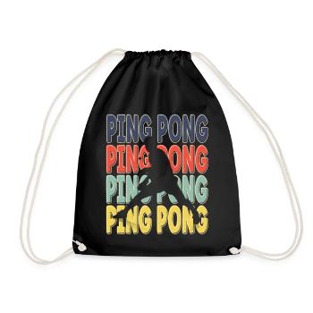 Cool Retro Text Silhouette Ping pong - Turnbeutel - Schwarz - Vorne