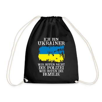 Ukraine Ukrainer Ukrainisches - Turnbeutel - Schwarz - Vorne