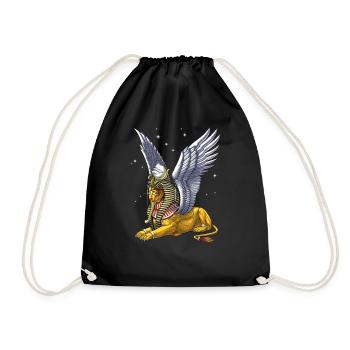 Ancient Egyptian Mythology Sphinx - Drawstring Bag - black - Front