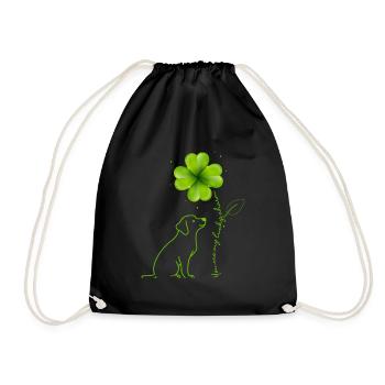 You are my lucky charm Labrador shamrock - Drawstring Bag - black - Front