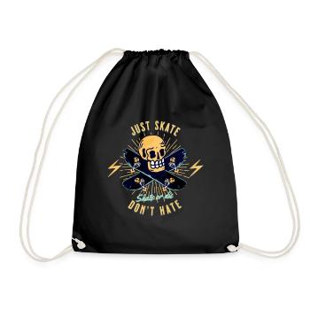 Just Skate Don't Hate Skull - Drawstring Bag - black - Front