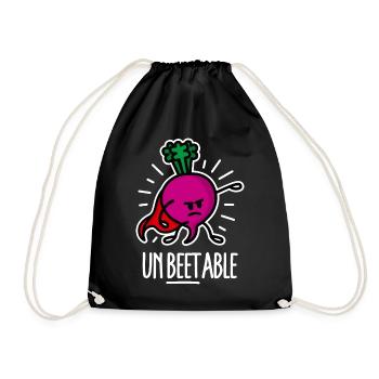 Funny Beets Beetroot Superhero Word Game Cartoon - Drawstring Bag - black - Front