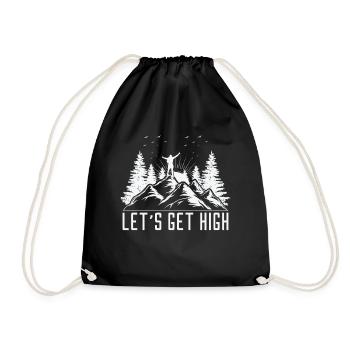 Let's Get High Wandern Berge Wanderer Outdoor Sort - Turnbeutel - Schwarz - Vorne