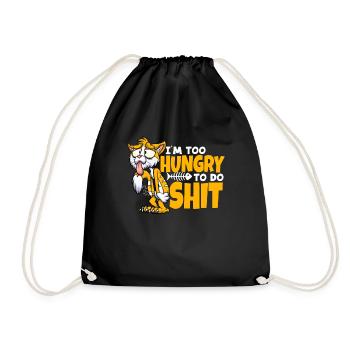 I'm too Hungry to do Shit Cat Mom Cat Lovers - Drawstring Bag - black - Front