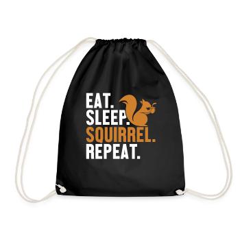 Eat Sleep Squirrel Repeat Fox Eastern Gray - Drawstring Bag - black - Front