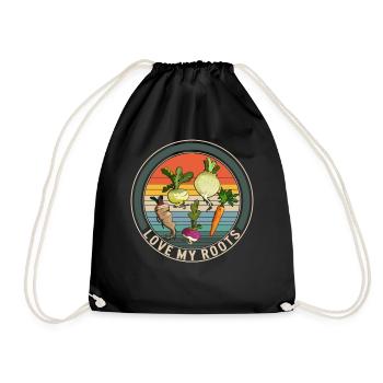 Roots Vegetable Shirt, Love My Roots Tee, - Drawstring Bag - black - Front