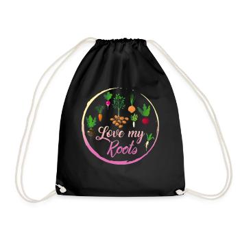Roots Vegetable Shirt, Love My Roots Tee, - Drawstring Bag - black - Front