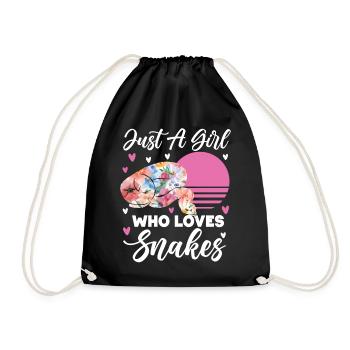 Snake Serpent Flower Floral Just A - Drawstring Bag - black - Front