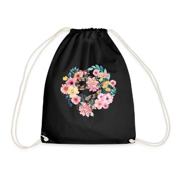 Snake Serpent Flower Floral - Drawstring Bag - black - Front