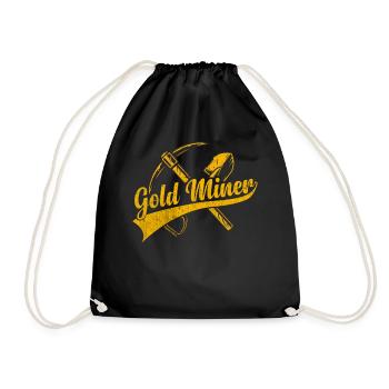 Goldene Plakette Mit Crossing Picke Gold Digger - Turnbeutel - Schwarz - Vorne