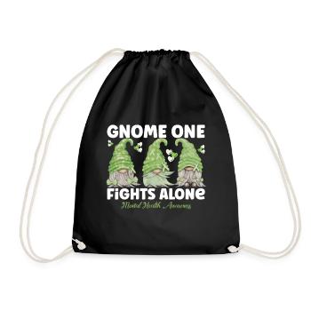 Gnome One Fights Alone Mental Health - Drawstring Bag - black - Front