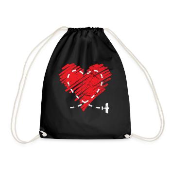 Airplane Pilot Fly Heart Destination I Gift - Drawstring Bag - black - Front