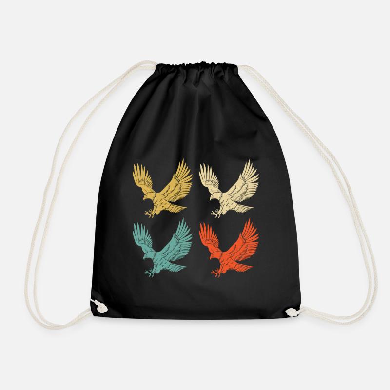 Eagle Retro Falconry Falconry Wildlife - Drawstring Bag - black