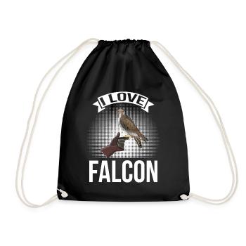 I love Falcon eagle falconry bird - Drawstring Bag - black - Front