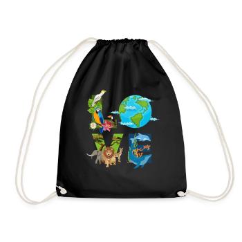 Earth, Love Animals, Environment, Climate Change, Day of - Drawstring Bag - black - Front